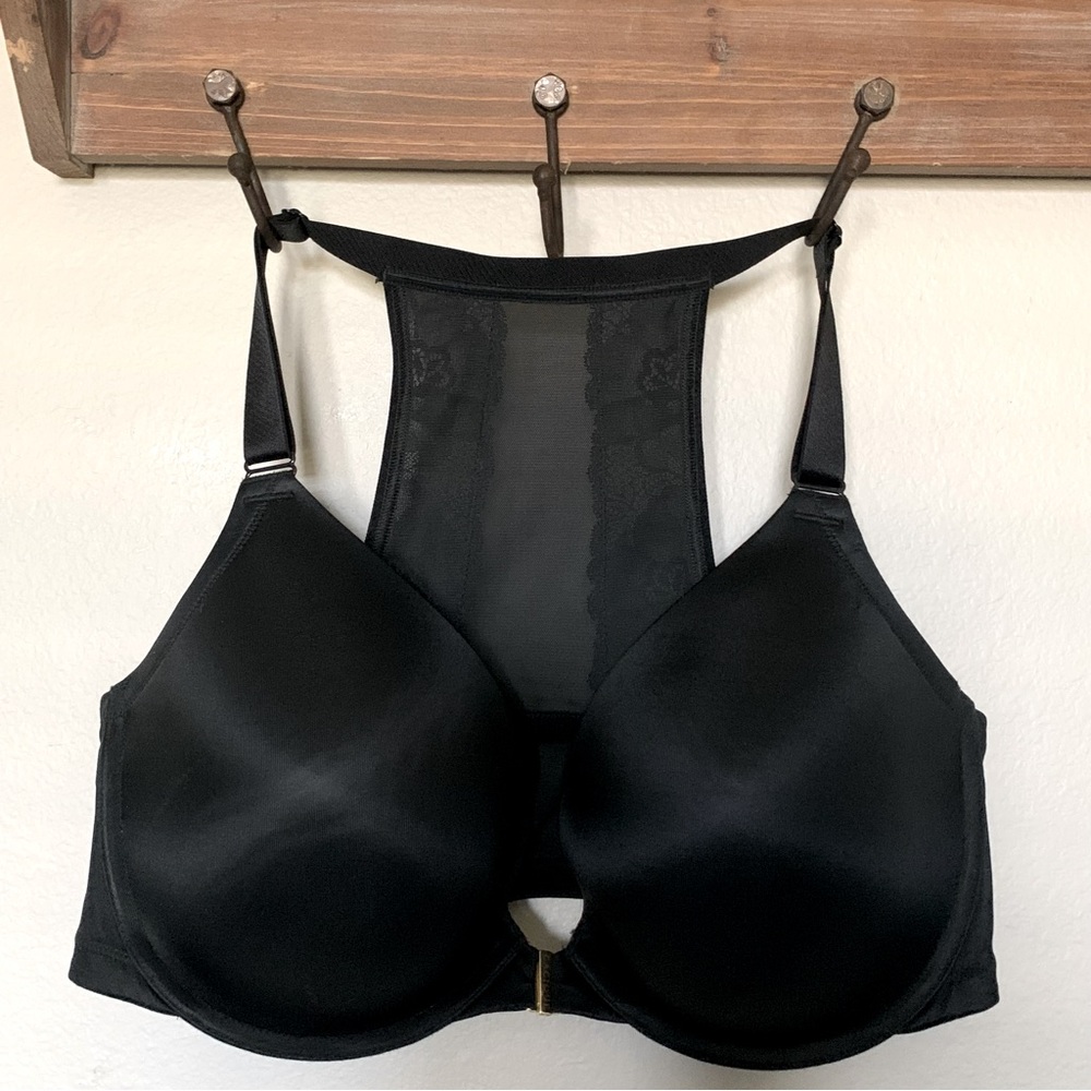 Lane Bryant Cacique Bra Boost Plunge Lace Back Size 40DDD Black New W/O Tags